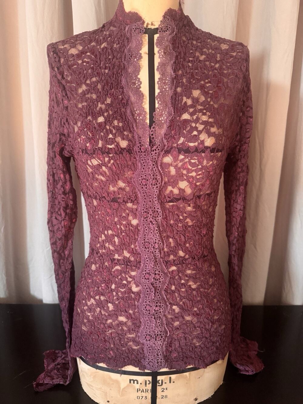Vintage Ann Ferriday Fairy Coquette Unlined Pucker Lace Top S/M